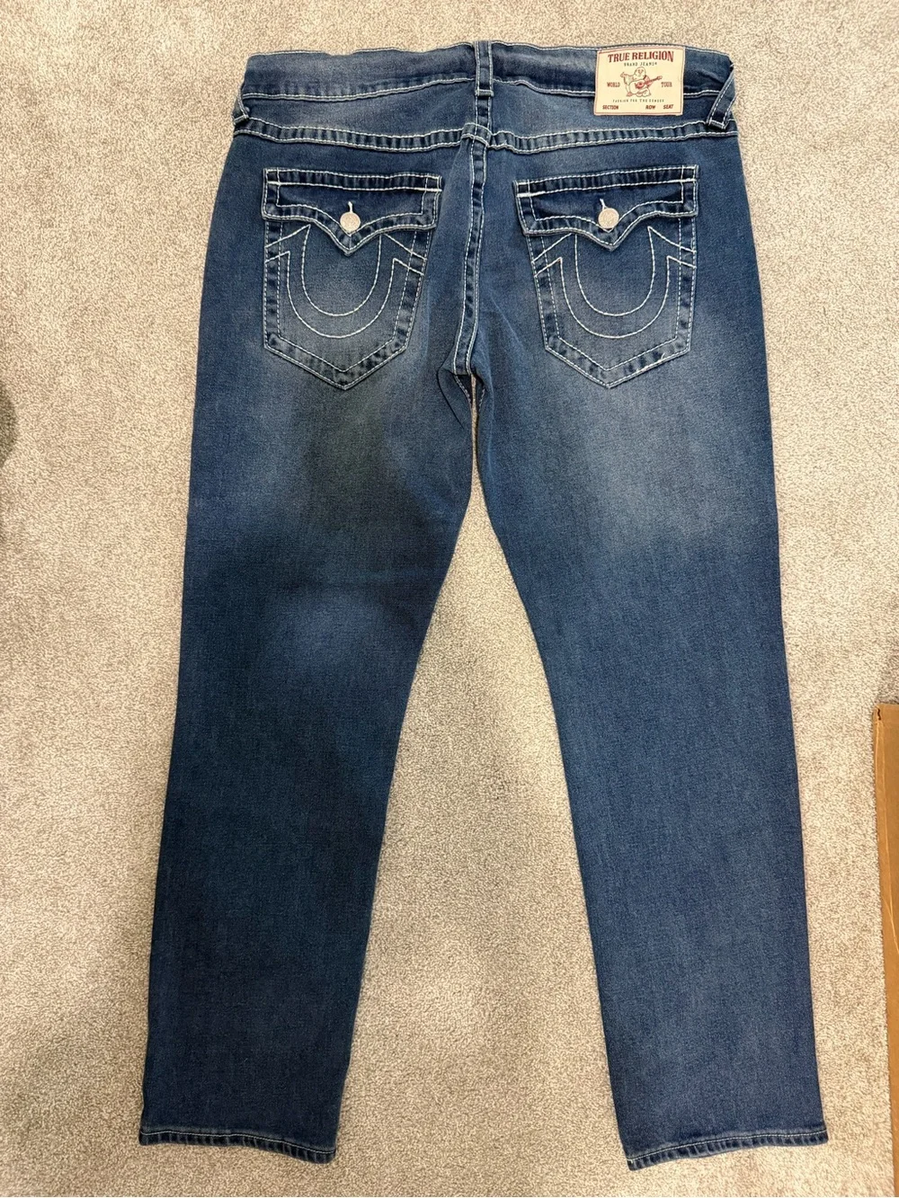 True Religion Geno Relaxed Slim Men's Jeans Size 36 Blue Flap Pocket